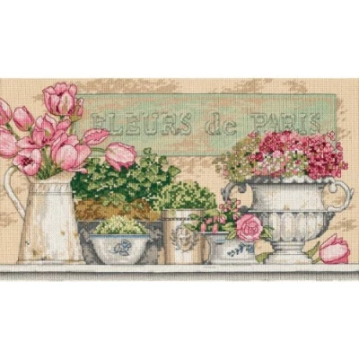Image of DIMENSIONS 35204 Flowers of Paris, Beige, 14&quot; X 8&quot;