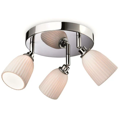 Image of Metro 3 Light Bathroom Flush Chrome, Porcelain Shades IP44, G9