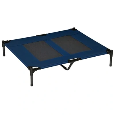 Image of PawHut Dog Cat Puppy Pet Elevated Raised Cot Bed Portable Camping Basket Blue (Large)