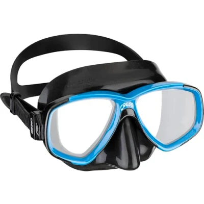 Image of CRESSI Perla Mask Black/Blue Unisex Scuba ideal for Snorkeling, Apnea, Diving, Black/Blue, One Size
