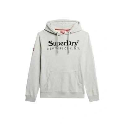 Image of Superdry Men&#039;s Venue Classic Logo Hoodie Sweatshirt, Lightning Grey Grindle, XXL