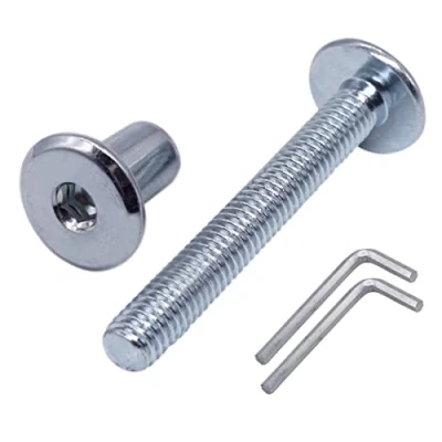 Image of (Pack of 10 pcs) Zinc Plated Steel Joint Connector Bolts M6 x 50 mm With Nuts, Furniture Bolt, Hex Allen Screws (10, (With Nuts)