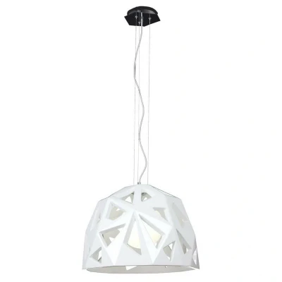 Image of Facette Dome Ceiling Pendant E27, Gloss White, Polished Chrome