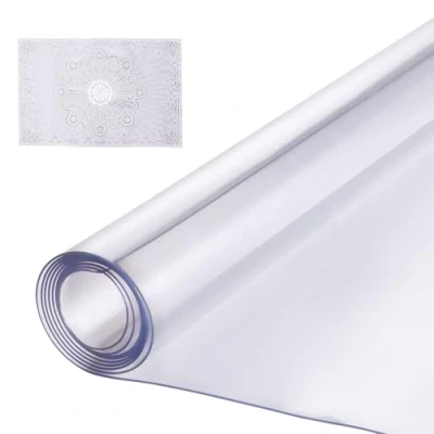 Image of VEVOR Plastic Table Cover, 36 x 54 Inch 1.5 mm Thick Clear Protector, Rectangle PVC Desk Mat, Waterproof &amp; Easy Cleaning Pad Tablecloth, for Office Dresser Dining Room Night Stand