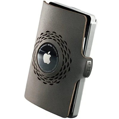 Image of I CLIP Stainless Steel for Apple AirTag with Interchangeable Moneyclip Wallet Slim Compatible Blasted Urban Grey