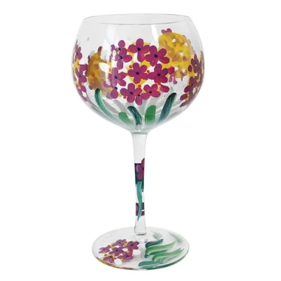 Image of Lesser &amp; Pavey Pink Hydrangea Gin Glass Lovely Gift for Women Men Designed by Lynsey Johnstone Luxury Wine Every Occasions
