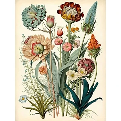 Image of Artery8 Ernst Haeckel Inspired Vintage Botanical Plant Study Modern Watercolour Painting Illustration Extra Large XL Wall Art Poster Print