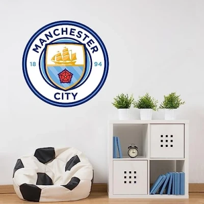 Image of Beautiful Game Manchester City Official Crest &amp; Wall Sticker Set Man Football Decal Vinyl Poster Print (90cm)