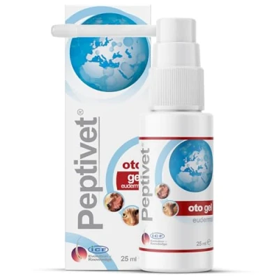 Image of ICF Peptivet OTO Gel Ear Cleaner for Dogs &amp; Cats Antibacterial Anti fungal Yeast Management Red Itchy Skin Relief Easy to Use 25 ml