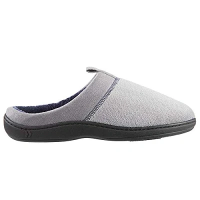 Image of Isotoner Men&#039;s Open Back Slipper with Memory Foam and Indoor/Outdoor Sole, Microterry Ash, 10/11 UK