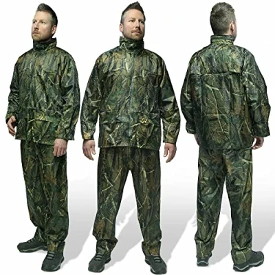 Image of XL Carp Fishing Hunting Camo Waterproof Jacket &amp; Trousers Rain Suit Coarse Wet Gear Pike Trout Pier