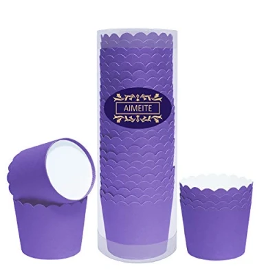 Image of AIMEITE Paper Cake Cases Liners Muffin Baking Cups Greaseproof Cupcake Wrapper Set of 24 (Purple)