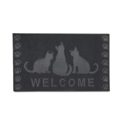 Image of Relaxdays Rubber Doormat with Cat Pattern, Welcome Mat of Anti Slip and Weather Proof in Snow Rain Cats 0.5 x 75 45 cm, Black