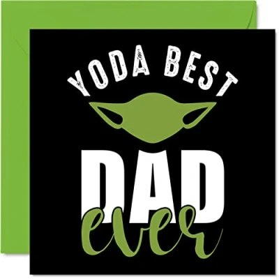 Image of Funny Happy Birthday Cards for Dad Yoda Best Joke Fathers Day Card from Son Daughter, Banter Father Gifts, 145mm x Father&#039;s Greeting Gift Daddy Papa