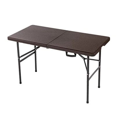 Image of Oypla 4ft 1.2m Folding Heavy Duty Outdoor Rattan Trestle Party Garden Table