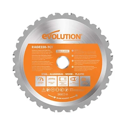 Image of Evolution Power Tools RAGE230BLADE 9 Inch Multipurpose Cutting Blade for Steel, Aluminum, Wood with Nails in, and Plastics