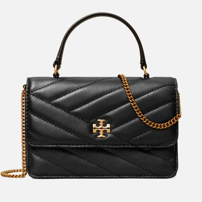 Image of Tory Burch KIRA Chevron MINI TOP Handle Chain Wallet Handbag, Women&#039;s, Size: One Size, Black