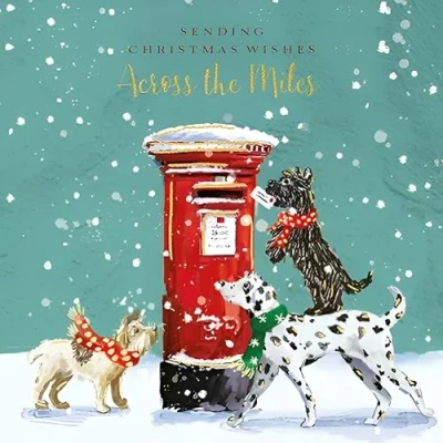 Image of General Christmas Card Special Finish Dalmatian and Westie Dogs in the Snow Wishes Made UK Eco Friendly