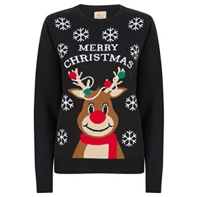 Image of Tokyo Laundry Women&#039;s Merry Reindeer Motif Novelty Christmas Jumper