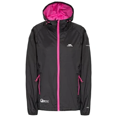 Image of Trespass Women&#039;s Qikpac Compact Pack Away Waterproof Rain Jacket, Black, S UK