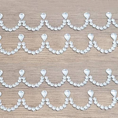 Image of Elegant Diamante Border Trim Sticker Strips Craft Wedding Scrapbook Bling 18cm