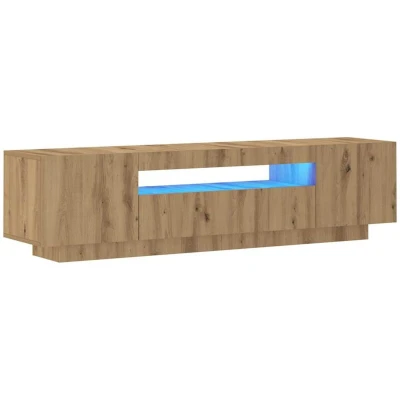 Image of vidaXL TV Cabinet/Stand with RGB LED Lights Artisan Oak, Engineered Wood, 160x35x40 cm, Modern Style Living Room Furniture Ample Storage &amp; Display Function