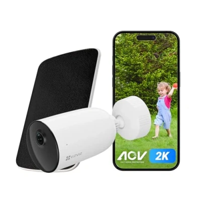 Image of EZVIZ Wireless Security Camera Outdoor, Free Solar Panel, Support 256GB SD Card Storage, No Monthly Fee, Human Motion Detection, Colour Night Vision, 5200 mAh Battery, 1080P, Alexa/Google (CB3 KIT)