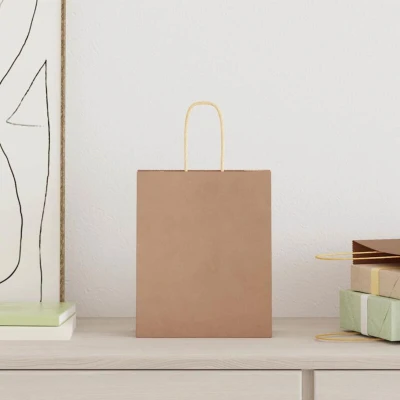 Image of vidaXL Paper Bags 50 pcs with Handles Brown 18x8x22 cm