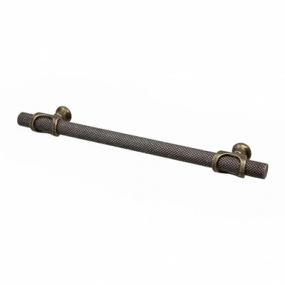 Image of Decoranddecor Amelia Knurled T bar Kitchen Cupboard Cabinet Handle Aluminium (224mm, Antique Brass)