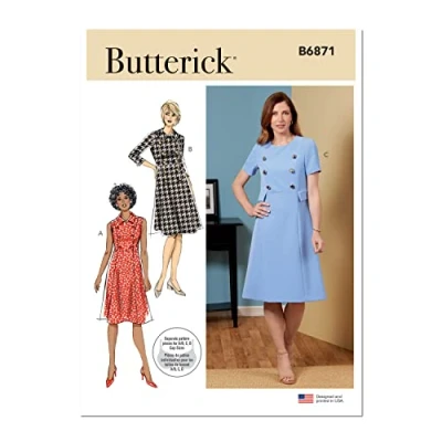 Image of Butterick B6871A5 Misses Dress A5 (6 8 10 12 14)