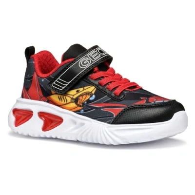Image of Geox J Assister BOY B Sneaker, Black/Yellow, 12.5 UK