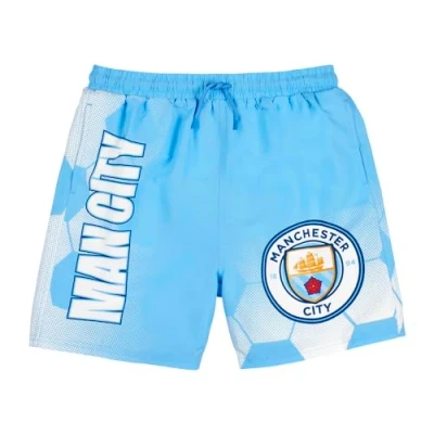 Image of MANCHESTER City FC Boys Swimming Trunks, Kids Man Shorts, Official Merchandise (UK, Age, 10 Years, 11 Regular, Light Blue)