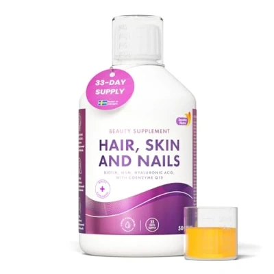 Image of Swedish Nutra Hair Skin and Nails Pack of 500ml, 33 Day Supply Collagen, Biotin, MSM, CoQ10 I 100% Natural Flavour High Absorption Rate