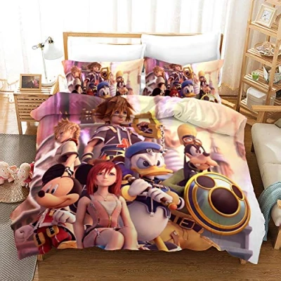 Image of NICHIYO Mickey Mouse Bed Linen Set Duvet Cover and Pillowcase, Microfibre, 3D Digital Print, Three Piece (Duvet + Pillowcases) (11, Double 200 x cm)