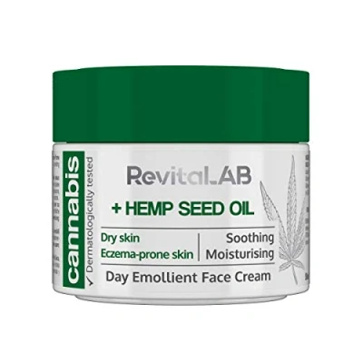 Image of RevitaLAB Cannabis Extract Day Emollient Face Cream with Organic Hemp Seed Oil for Deep Nourishment Dermatologically Tested Moisturiser Sensitive Skin, 50 ml