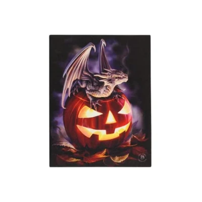 Image of Spooky Multicolor &quot;Trick or Treat&quot; Canvas Plaque by Anne 19cm x 25cm (1 Pc.) Festive &amp; Creepy Design, Durable MDF Perfect for Halloween Decor