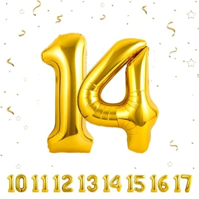 Image of Number Balloons 14,Gold 14 Balloon 40 Inch Giant Helium Foil for Boys Girls 14th Birthday Party Decor Anniversary Decorations Supplies