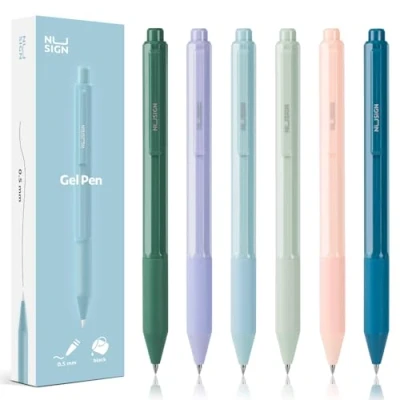 Image of NUSIGN Gel Pens, 6 Pcs 0.5mm Black Ink Pens Fine Point Smooth Writing High End for Journaling Note Taking, Cute Office School Supplies Gifts Adults