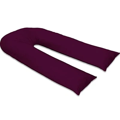 Image of R&amp;G U SHAPE FULL BODY BACK SUPPORT EXTRA FILL NURSING 9FT PREGNANCY MATERNITY PILLOW UK MANUFACTURED (PURPLE)
