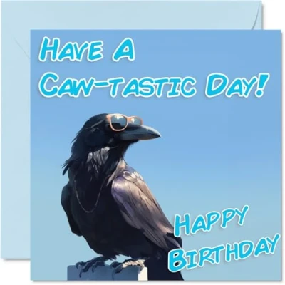 Image of Funny Birthday Cards for Women Men Cool Crow Sunglasses Happy Card Mum Dad Brother Sister Uncle Auntie Cousin Grandad Nanny Friend 145mm x Joke Pun Greeting