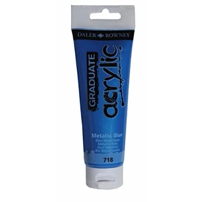 Image of Daler Rowney Graduate Acrylic Paint, Plastic Tube, 4oz 120 ml, Metallic Blue