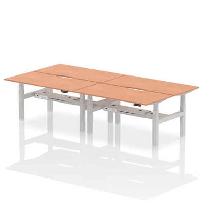 Image of Air B2B 1600x800 Adjustable 4P Bench Desk Scalloped Beech/Silver