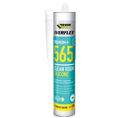 Image of Everbuild Everflex 565 Premium+ Clean Room Silicone Sealant Mould And Bacteria Resistant White 295ml