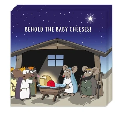 Image of Twizler Funny Christmas Cards Pack of 10 Baby Cheeses Design Merry Xmas Multipack