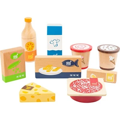Image of Small Foot 11441 Frozen and Chilled Food Set Fresh, Made of Wood, Accessories for Play Stores &amp; Kitchens, 9 pcs Toys, Multicolored
