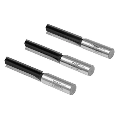 Image of Trend Trade Straight Router Cutter 3 Pack, 1/2 Inch Shank, 12.7mm Cut Diameter &amp; 50mm Length, Tungsten Carbide Tipped, TR/PACK/2