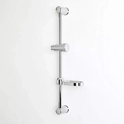Image of Milano Select Modern Riser Rail Slide Bar Kit Hand Shower Handset Holder Soap Dish Chrome