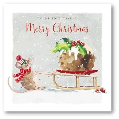 Image of Charity Christmas Cards Pudding and Mouse Eco Friendly Recyclable Pack of 10 By The Great British Card Company