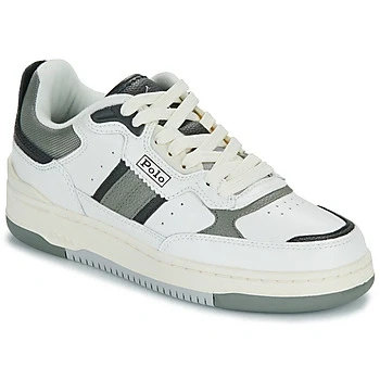 Image of Polo Ralph Lauren Masters TOP LACE Unisex Trainers, Size: 3, White/grey/black Leather and textile