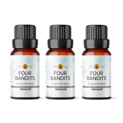 Image of Aroma Energy Four Thieves Essential Oil Blend 30ml (3 x 10ml Bottles) Contains Cinnamon, Clove, Lemon, Rosemary &amp; Eucalyptus 100% Pure Natural